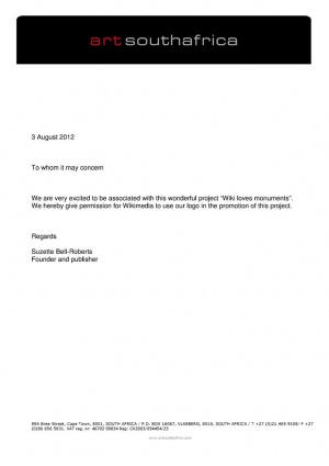 Letter of support from Art South Africa.